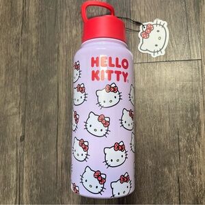 NWT Sanrio Hello Kitty Logo Stainless Steal Water Coffee Bottle Pink Red 28oz